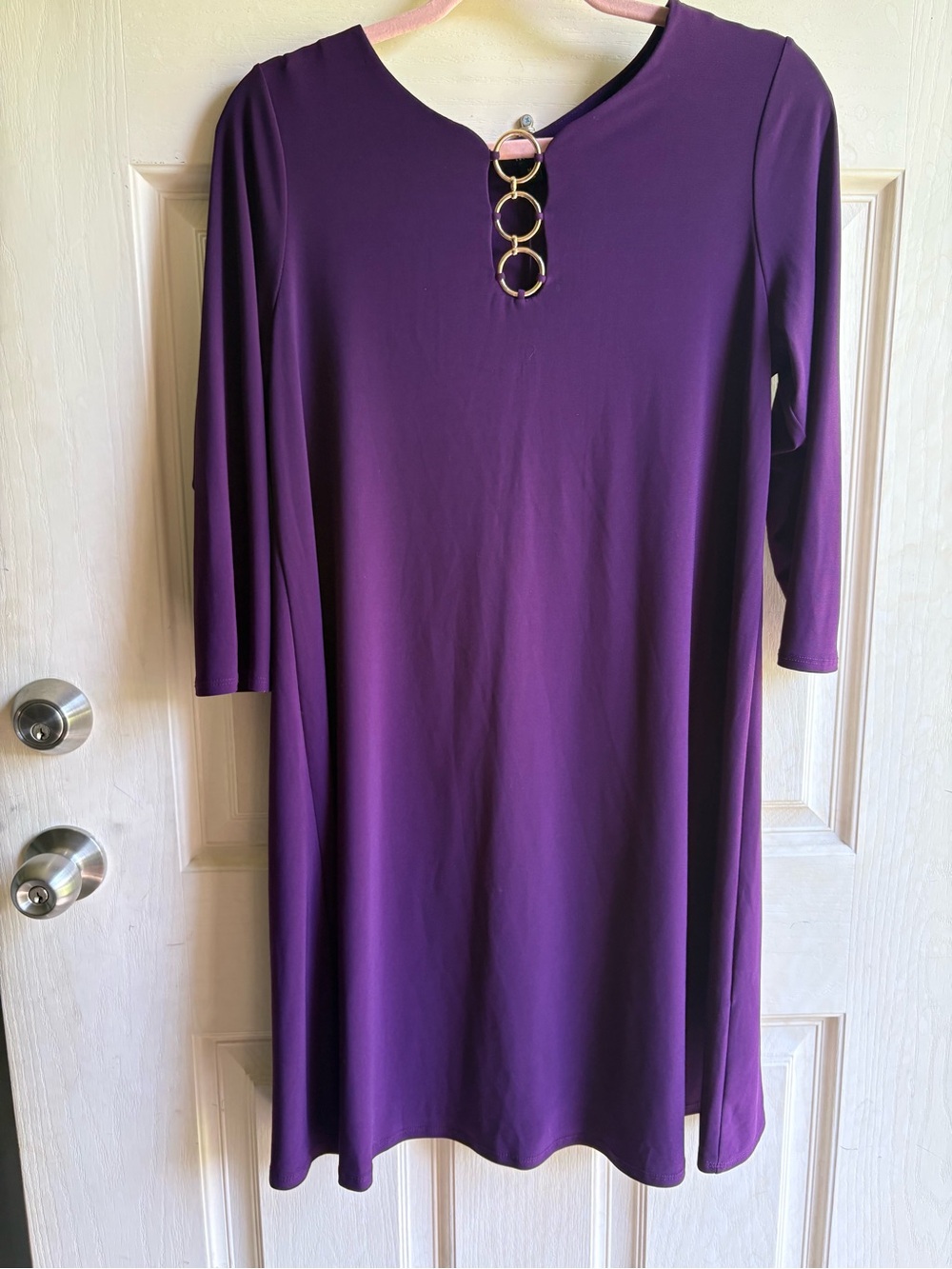 MSK Plum Shift Dress with Gold Accent Rings